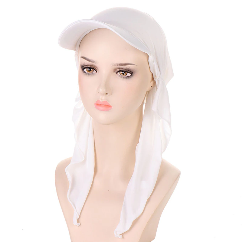 Hijab Sports Baseball Cap in White Color